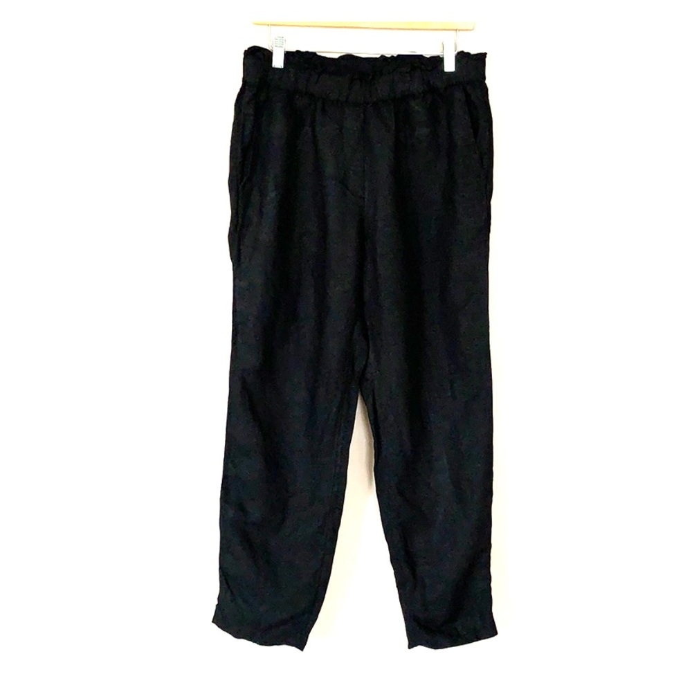 Black Linen Straight Legged Pants